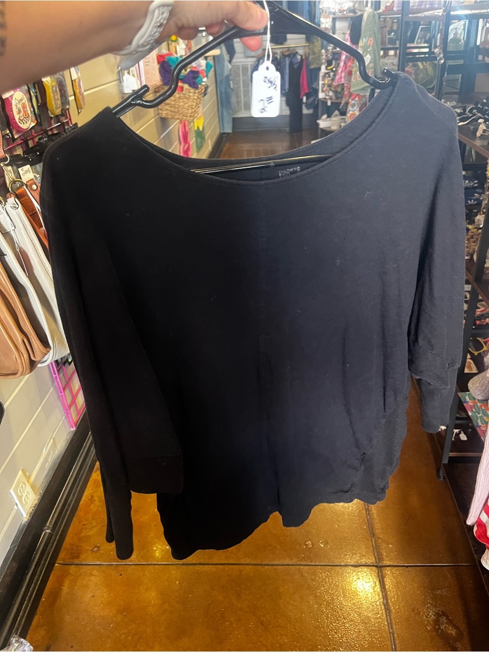 Black Women's Relaxed 3/4-Sleeve Top